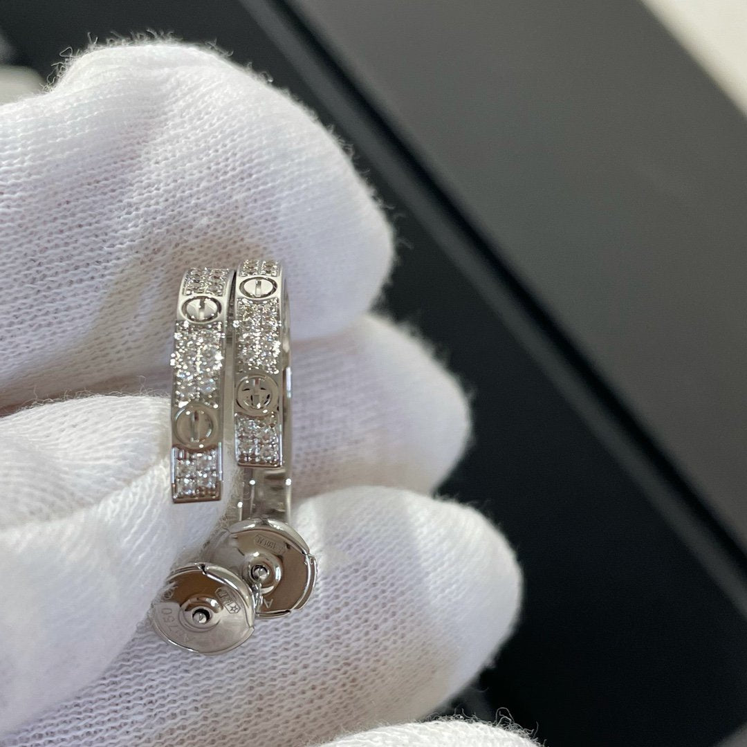 [Kincade Jewelrys]Boucles d'oreilles créoles Love Diamond en argent