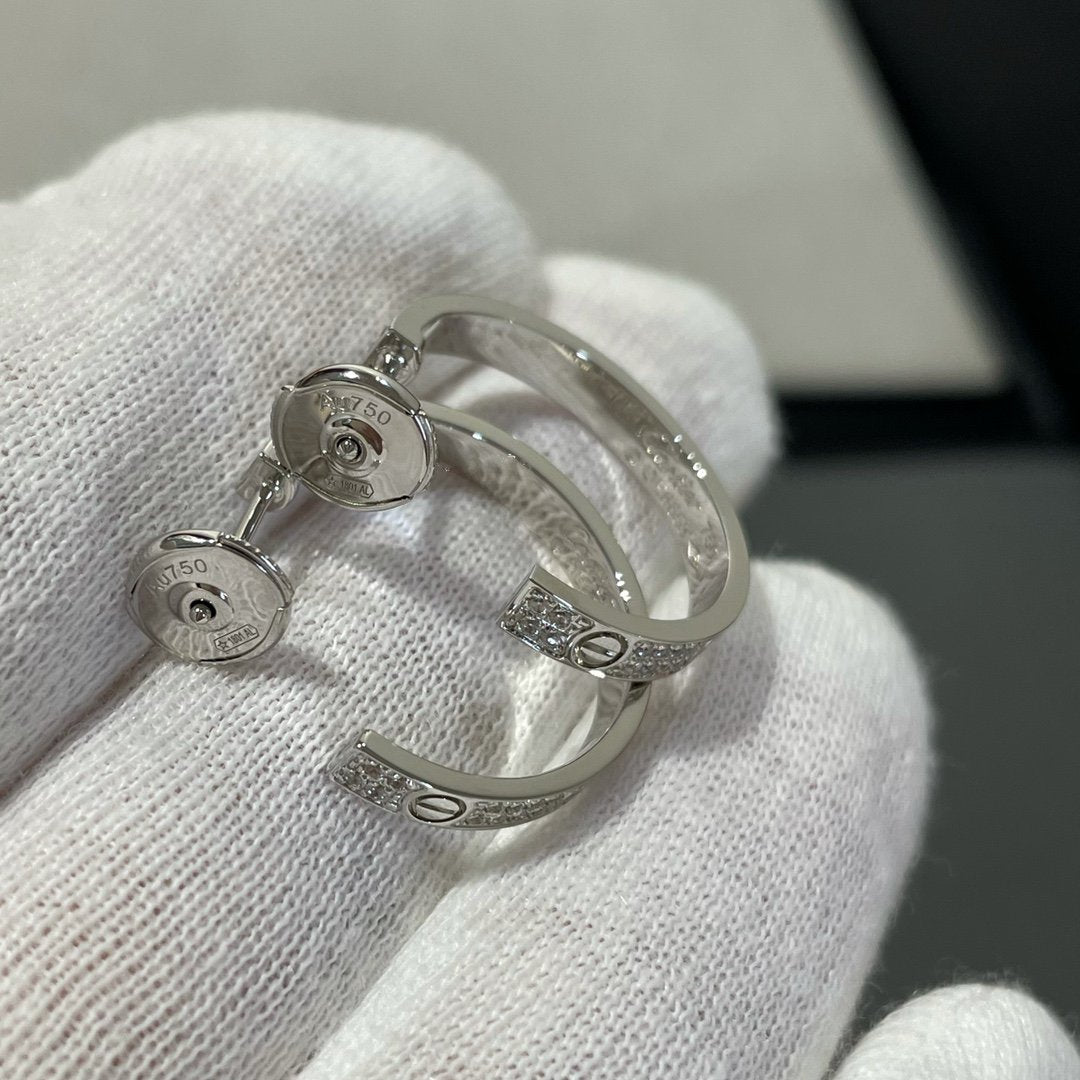 [Kincade Jewelrys]Boucles d'oreilles créoles Love Diamond en argent