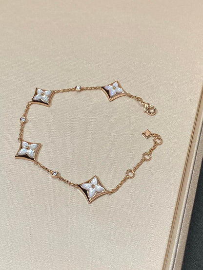 [Kincade Jewelrys]STAR 4 MOTIF MOP DIAMOND PINK GOLD BRACELET