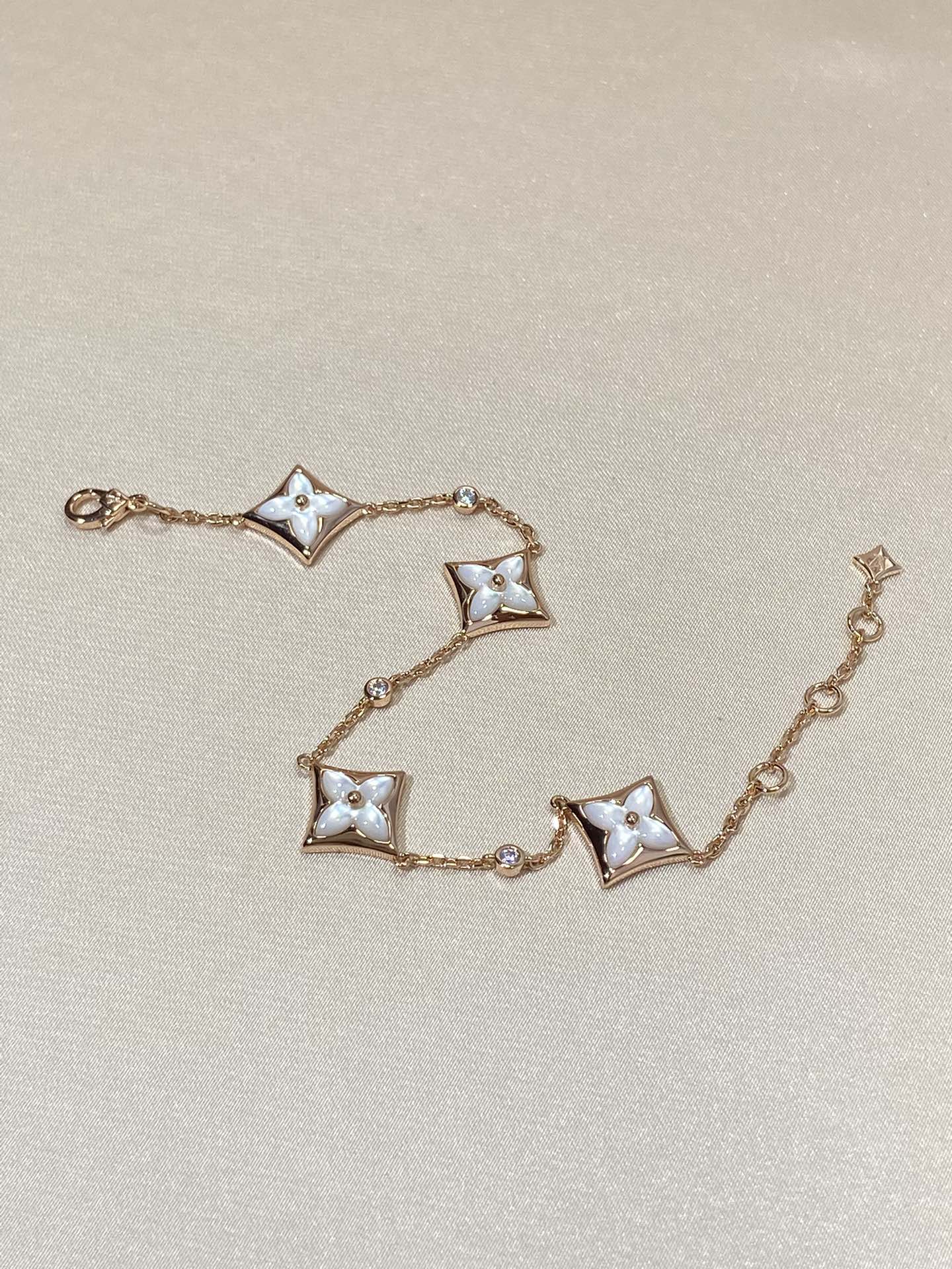 [Kincade Jewelrys]STAR 4 MOTIF MOP DIAMOND PINK GOLD BRACELET