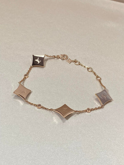 [Kincade Jewelrys]STAR 4 MOTIF MOP DIAMOND PINK GOLD BRACELET