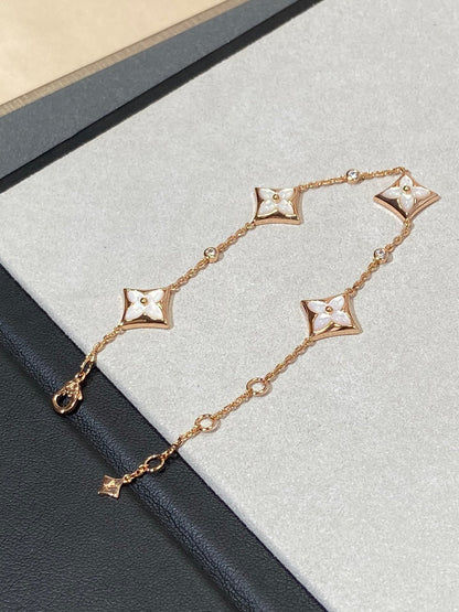 [Kincade Jewelrys]STAR 4 MOTIF MOP DIAMOND PINK GOLD BRACELET