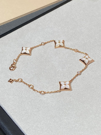 [Kincade Jewelrys]STAR 4 MOTIF MOP DIAMOND PINK GOLD BRACELET