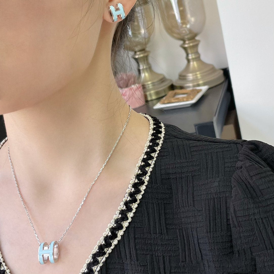 [Kincade Jewelrys] COLLIER POP H BLEU CIEL