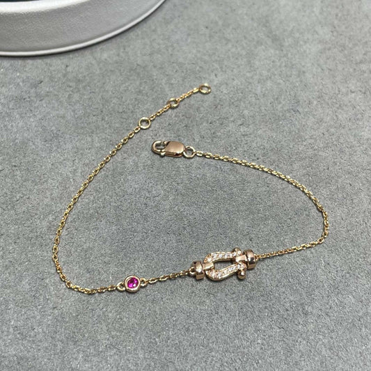 [Joyas Kincade]Pulsera de oro rosa con eslabones de cadena de diamantes Force 10
