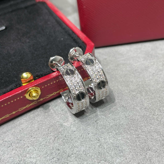 [Kincade Jewelrys]Boucles d'oreilles Love en argent pavé de diamants en céramique