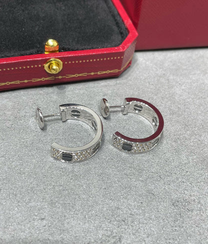 [Kincade Jewelrys]LOVE CERAMIC DIAMOND PAVED SILVER EARRINGS