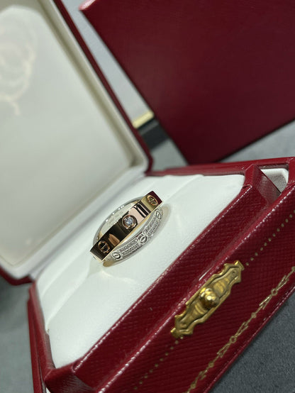 [Kincade Jewelrys]LOVE PINK GOLD SILVER DIAMOND DOUBLE RING