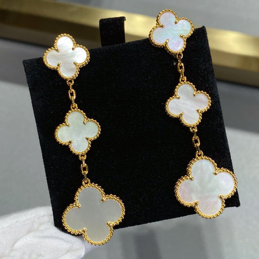 [Kincade Jewelrys]Boucles d'oreilles en or à 3 motifs en forme de nacre 