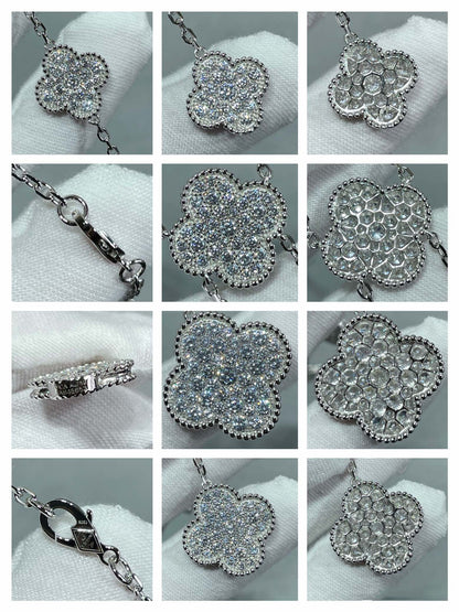 [Kincade Jewelrys]CLOVER 6 MOTIF DIAMOND PAVED NECKLACE