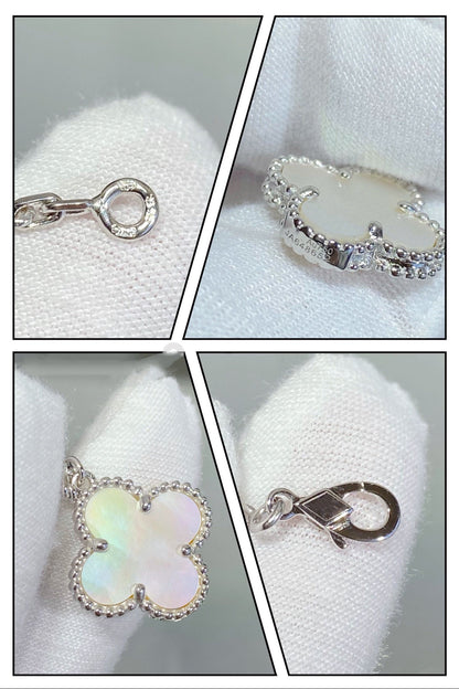 [Kincade Jewelrys] Bracelet en argent et nacre blanche à 5 motifs