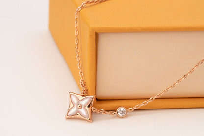 [Kincade Jewelrys] Collier étoile rose avec 1 diamant en or rose