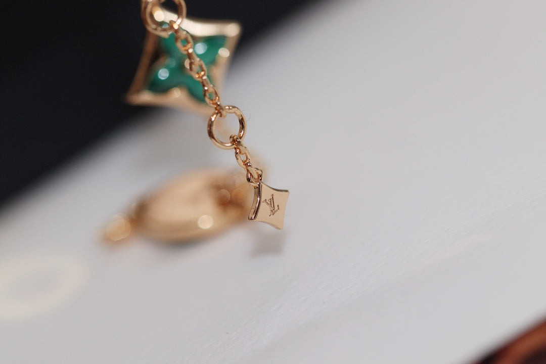 [Kincade Jewelrys] BRACELET 4 MOTIFS ÉTOILE ET SOLEIL EN OR ROSE ET MALACHITE