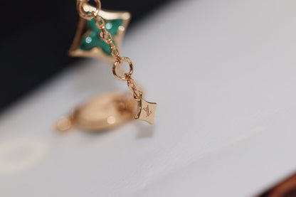 [Kincade Jewelrys] BRACELET 4 MOTIFS ÉTOILE ET SOLEIL EN OR ROSE ET MALACHITE