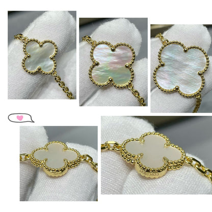 [Kincade Jewelrys]CLOVER 16 MOTIF WHITE MOP GOLD NECKLACE