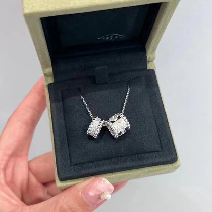 [Kincade Jewelrys] COLLIER PERLEE DOUBLE PENDENTIF ARGENT DIAMANT