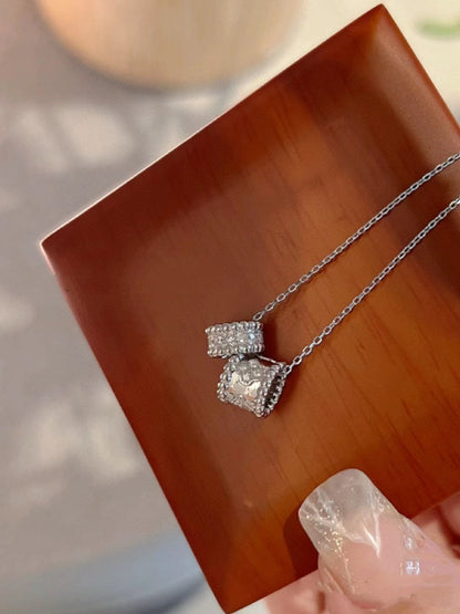 [Kincade Jewelrys] COLLIER PERLEE DOUBLE PENDENTIF ARGENT DIAMANT