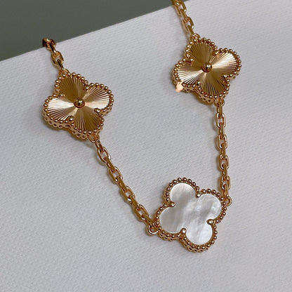 [Kincade Jewelrys]CLOVER BRACELET 5 MOTIF WHITE MOP PINK GOLD