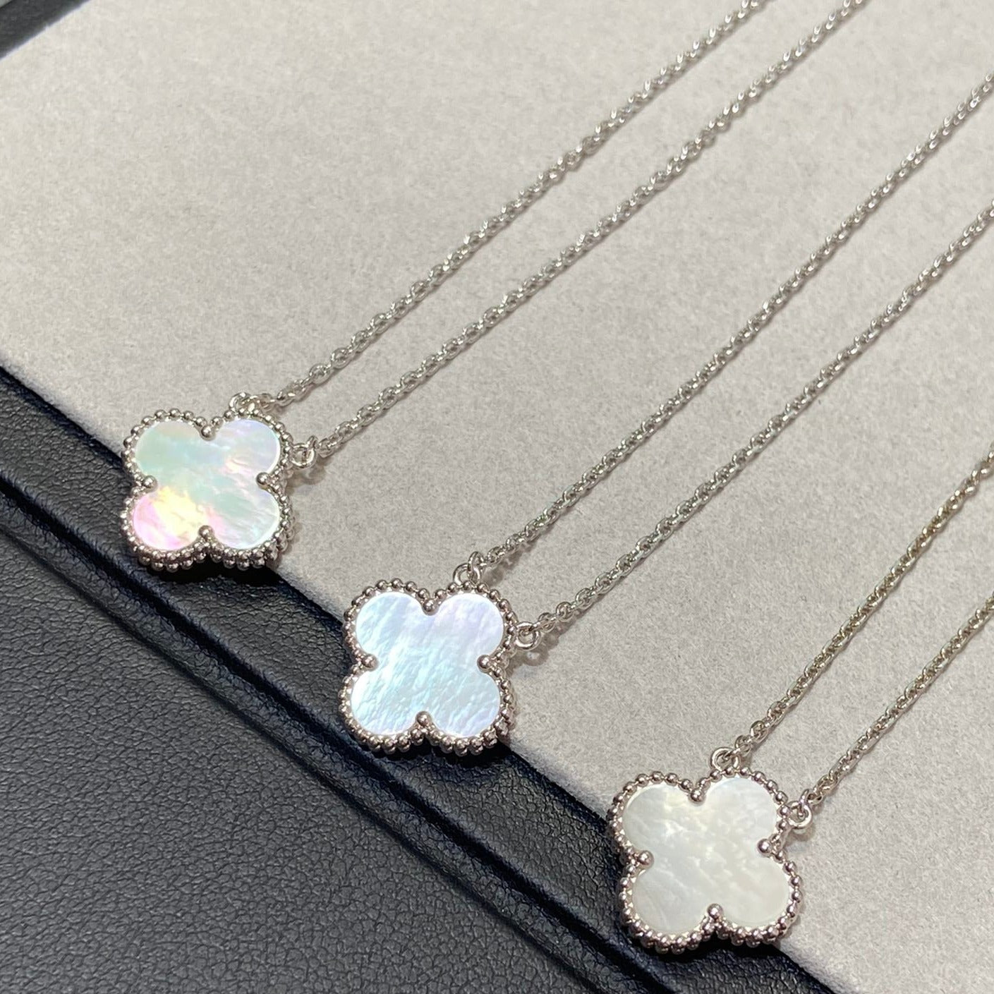 [Kincade Jewelrys] Collier Clover Medium Argent Blanc Mop 