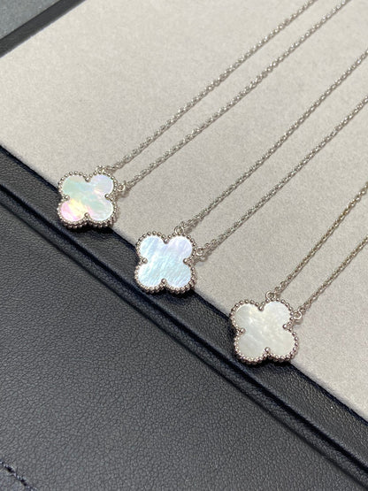 [Kincade Jewelrys] Collier Clover Medium Argent Blanc Mop 