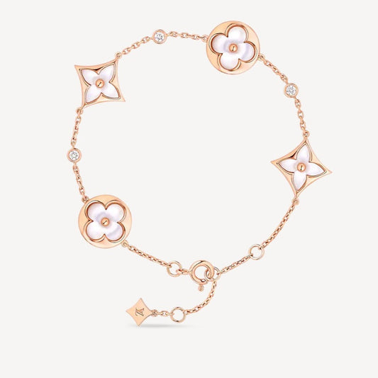 [Kincade Jewelrys] BRACELET 4 MOTIFS ÉTOILE ET SOLEIL BLANC ET OR ROSE 