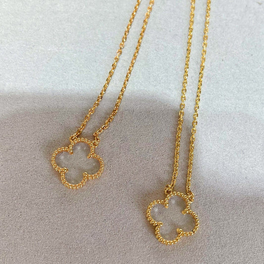 [Kincade Jewelrys] COLLIER EN OR ROSE ET CRISTAL DE ROCHE CLOVER