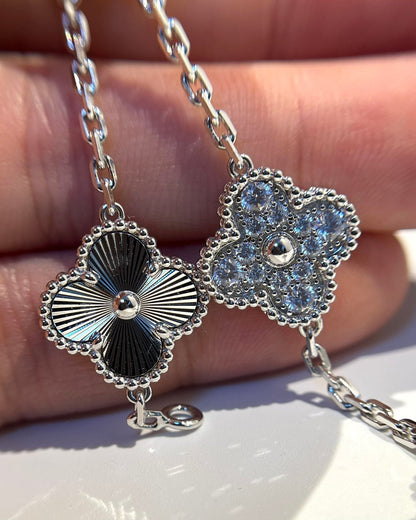 [Kincade Jewelrys] BRACELET ARGENT DIAMANT À 5 MOTIFS CLOVER