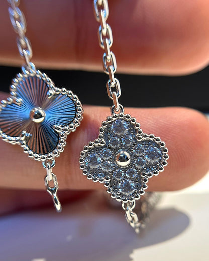 [Kincade Jewelrys] BRACELET ARGENT DIAMANT À 5 MOTIFS CLOVER