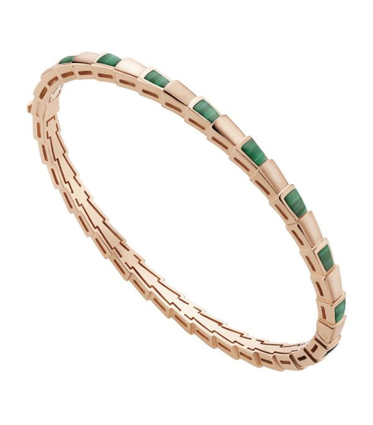 [Kincade Jewelrys] Bracelet Serpenti en or rose et malachite 