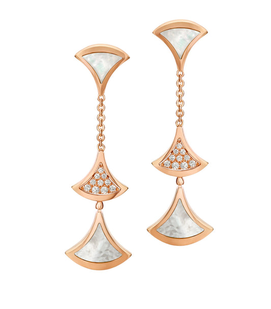 [Kincade Jewelrys] BOUCLES D'OREILLES DREAM 3 MOTIFS DIAMANT NACRE OR ROSE
