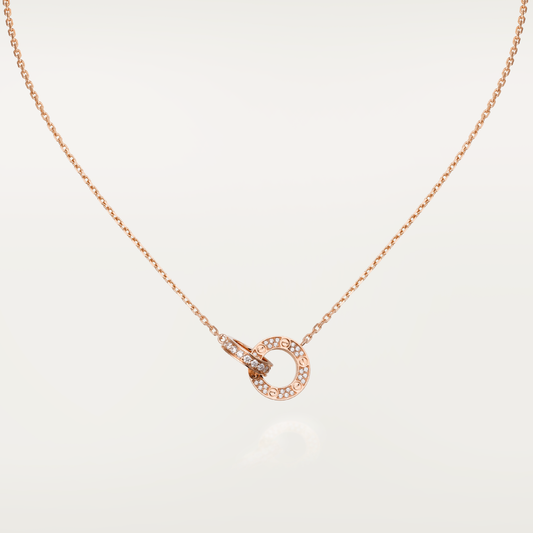 [Kincade Jewelrys] COLLIER LOVE 7,6 MM OR ROSE ET ARGENT 100 % DIAMANTS