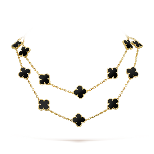 [Kincade Jewelrys] COLLAR DE ÓNIX CON 20 MOTIVOS DE TRÉBOL