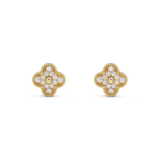 [Kincade Jewelrys]Boucles d'oreilles Clover Medium 1 Motif Full Diamond
