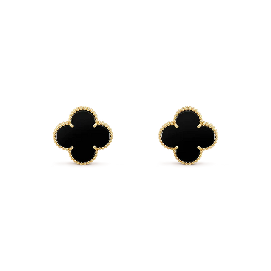 [Kincade Jewelrys]Boucles d'oreilles Clover Medium 1 Motif Onyx