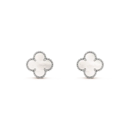 [Kincade Jewelrys]CLOVER MEDIUM 1 MOTIFS BOUCLES D'OREILLES EN NACRE BLANCHE ARGENT