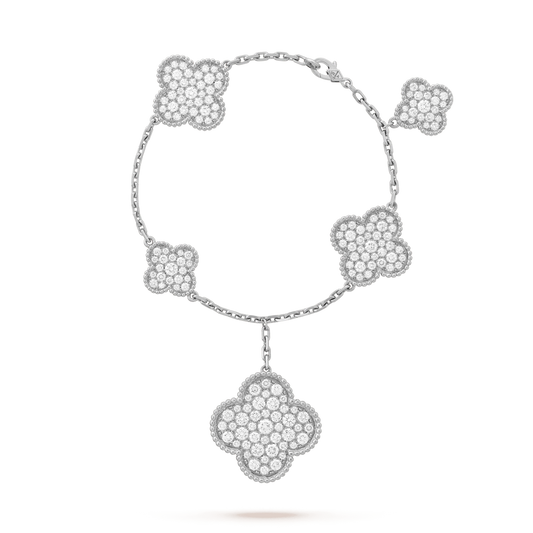 [Kincade Jewelrys] BRACELET ARGENT DIAMANT 6 MOTIFS CLOVER