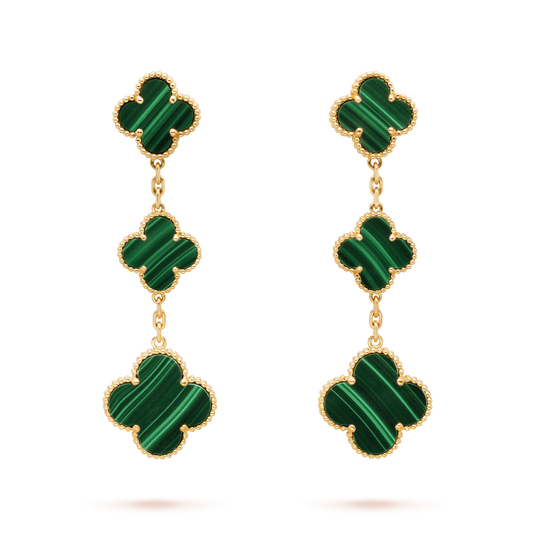 [Kincade Jewelrys] TRÈFLE MALACHITE 3 MOTIFS OR 