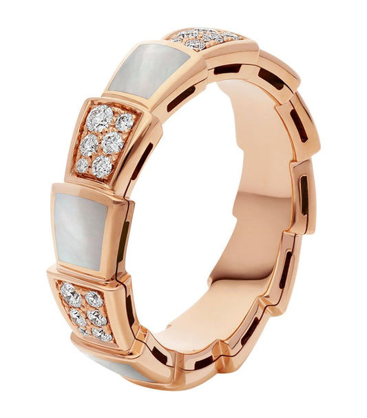 [Kincade Jewelrys] BAGUE SERPENTI OR ROSE NACRE PAVÉE DIAMANTS 4MM