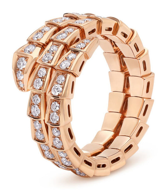 [Kincade Jewelrys] BAGUE SERPENTI OR ROSE DIAMANT DOUBLE RANGÉE
