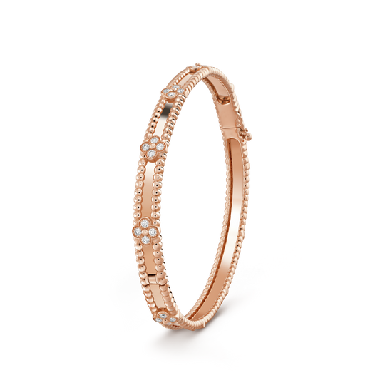 [Joyas Kincade]Pulsera de trébol con diamantes de 4 mm