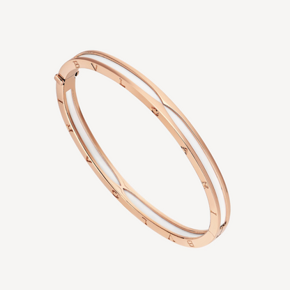 [Kincade Jewelrys] BRACELET ZÉRO 1 EN OR ROSE AVEC CÉRAMIQUE BLANCHE