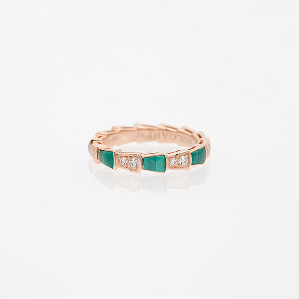 [Kincade Jewelrys] BAGUE SERPENTI OR ROSE MALACHITE DIAMANT 3MM