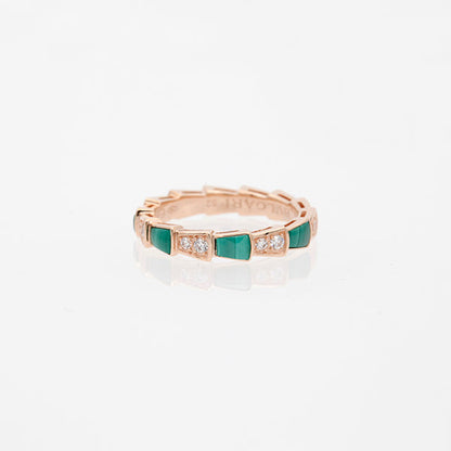 [Kincade Jewelrys] BAGUE SERPENTI OR ROSE MALACHITE DIAMANT 3MM