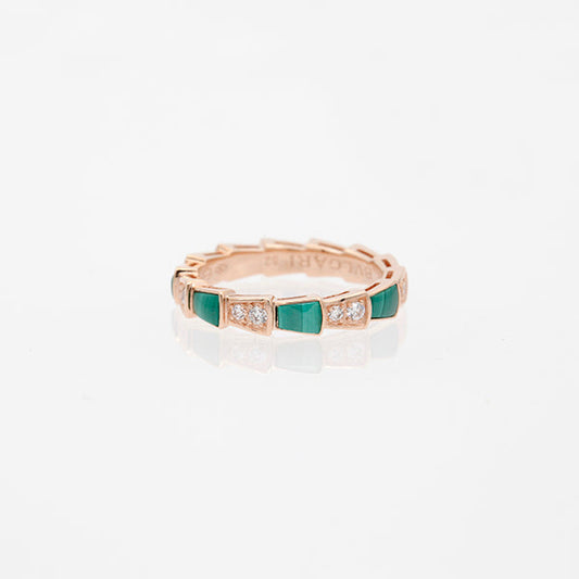 [Kincade Jewelrys] BAGUE SERPENTI OR ROSE MALACHITE DIAMANT 3MM