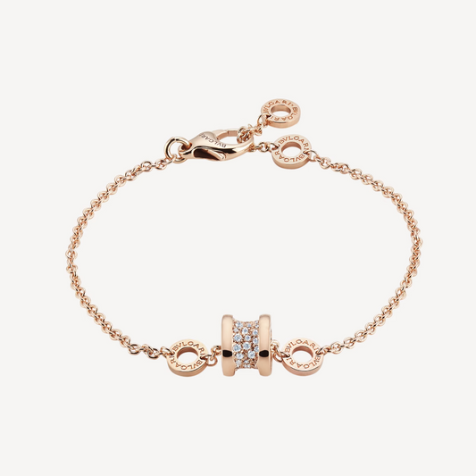 [Kincade Jewelrys] ZERO 1 OR ROSE DOUX AVEC DIAMANTS PAVÉS SUR LE BRACELET SPIRALE