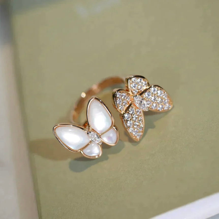 [Kincade Jewelrys] BAGUE PAPILLON DOUBLE DIAMANT