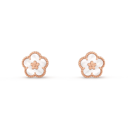 [Kincade Jewelrys]Boucles d'oreilles porte-bonheur en or rose et nacre blanche 