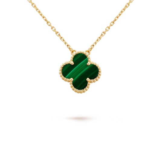 [Kincade Jewelrys] Collier à fleur unique en malachite de 15 mm avec trèfle