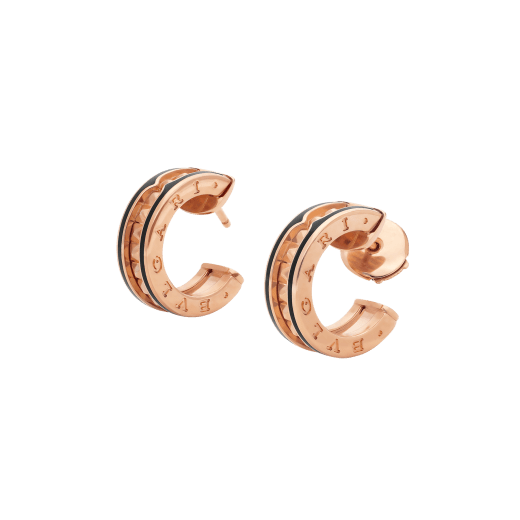 [Kincade Jewelrys]Boucles d'oreilles Zero 1 Rock en or rose avec spirale cloutée et céramique noire