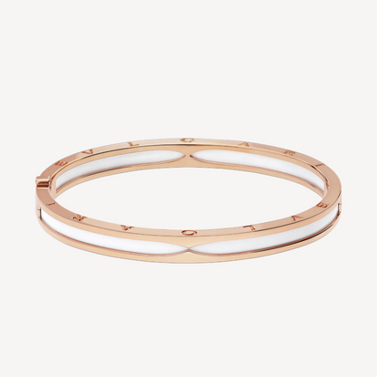 [Kincade Jewelrys] BRACELET ZÉRO 1 EN OR ROSE AVEC CÉRAMIQUE BLANCHE